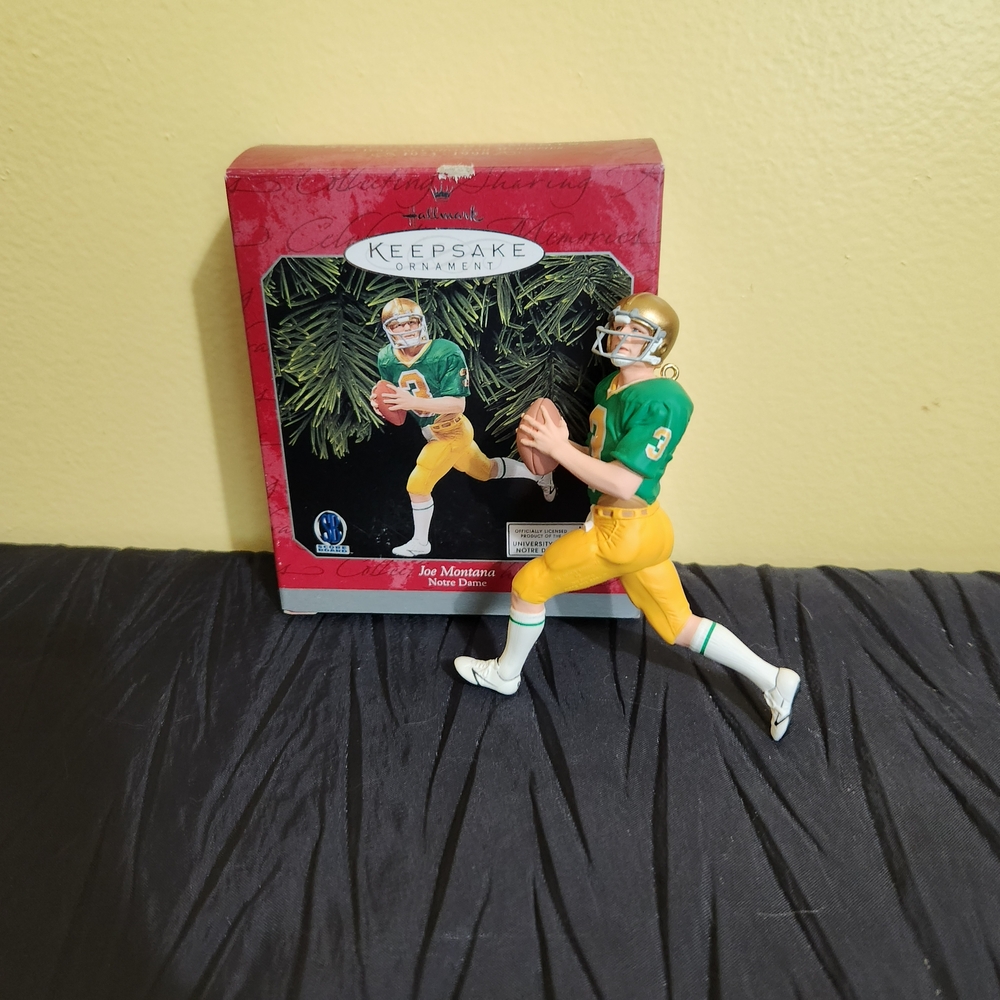 1998 Hallmark Keepsake Joe Montana Notre Dame Ornament.